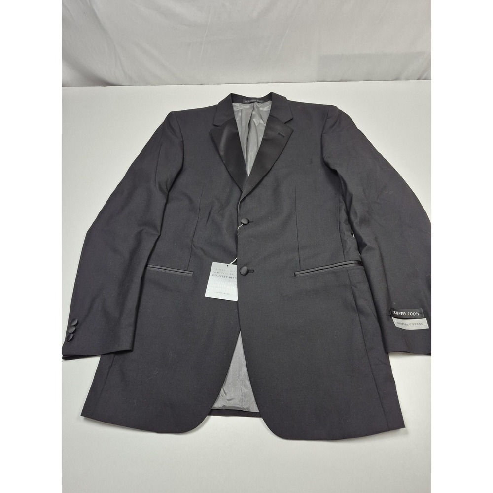 Geoffrey Beene Suit Jacket Mens 38 XLong Black Wool Super 100s Tuxedo NWT FLAW